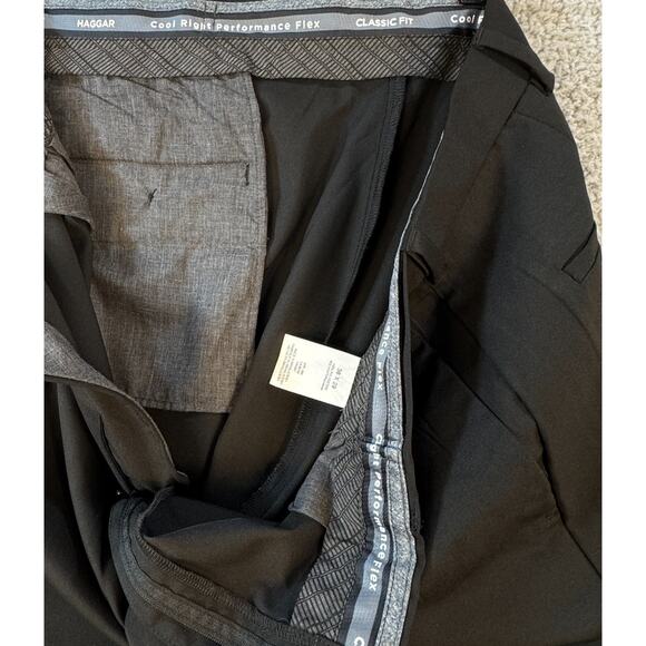 Haggar Cool Right Performance Flex Mens Black Pants 38x29 Classic Fit - Picture 2 of 16